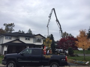 pouring aggregate concrete