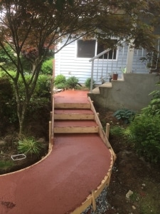 Red concrete walkway