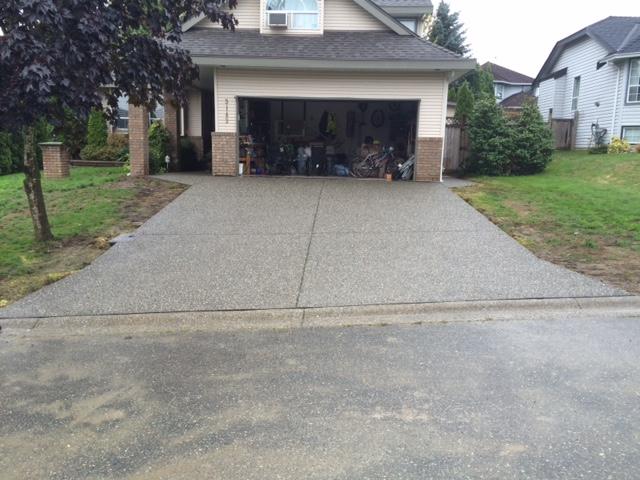 Exposed aggregate concrete driveway - finished