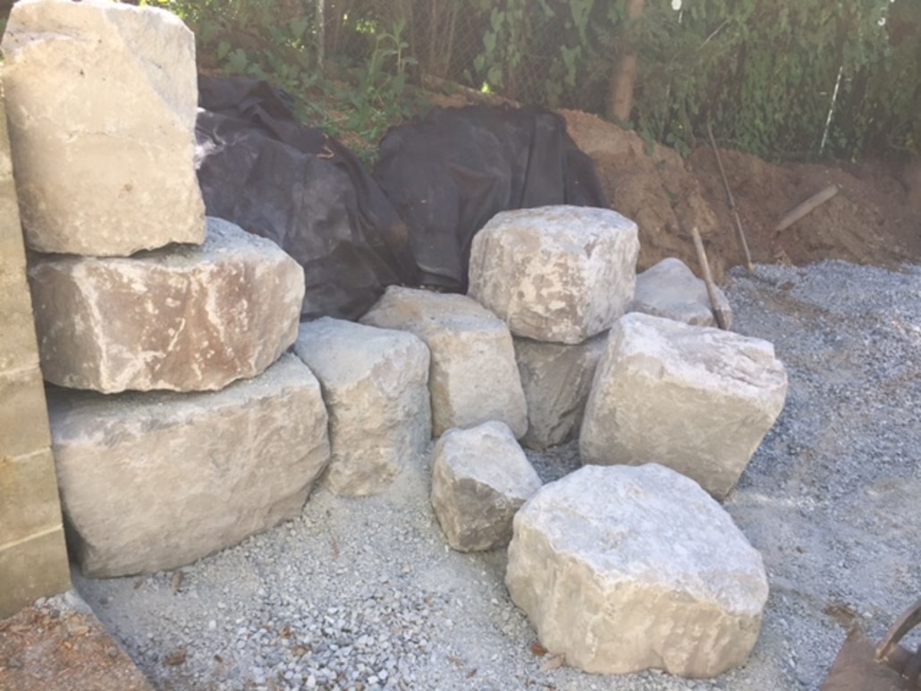Rock Retaining Wall Installation